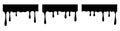 Dripping liquid form, a set of borders of flowing drops, black silhouette isolated, vector illustration Royalty Free Stock Photo