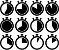 Stopwatch Timer Icon Set Showing Countdown Progress and Time Measurement Symbols Royalty Free Stock Photo