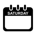 Saturday black calendar web button. Saturday calendar on a white and black background. weekly calendar web buttons Royalty Free Stock Photo