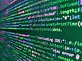 Web abstract programming and created virus on laptop screen. Admi. PHP data source file. Information technology website coding Royalty Free Stock Photo