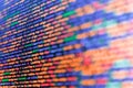 Web abstract programming and created virus on laptop screen. Close up of computer web page code inside of html file. Developing Royalty Free Stock Photo
