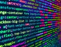 Web abstract programming and created virus on laptop screen. Computer science lesson. Programmer workplace. Big data concepts Royalty Free Stock Photo