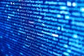 Web abstract programming and created virus on laptop screen. Abstract computer script about big data and blockchain database. Royalty Free Stock Photo
