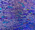 Web abstract programming and created virus on laptop screen. Computing, cyberspace , future and innovation concept. Binary code Royalty Free Stock Photo