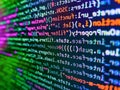 Web abstract programming and created virus on laptop screen. Information technology website coding standards for web design. Php Royalty Free Stock Photo