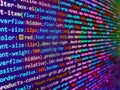 Web abstract programming and created virus on laptop screen. Script procedure creating. Programmer Typing New Lines of HTML Code. Royalty Free Stock Photo
