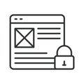 Web access blocked, icon in line design. Web, access, blocked, restriction, firewall, security, warning on white