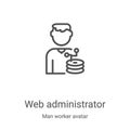 web administrator icon vector from man worker avatar collection. Thin line web administrator outline icon vector illustration. Royalty Free Stock Photo