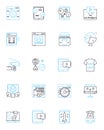 Web advertising linear icons set. Banner, Clickbait, Conversion, CPM, Demographics, Engagement, Geo-targeting line