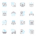 Web advertising linear icons set. PPC, Display, Adwords, Banner, SEO, CTR, Impressions line vector and concept signs