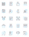 Web advertising linear icons set. PPC, Display, Adwords, Banner, SEO, CTR, Impressions line vector and concept signs