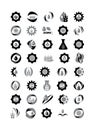 Agro icons for logo set. Vector black and white isolated illustration. Royalty Free Stock Photo