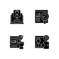 Web analytics black glyph icons set on white space