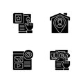 Web analytics black glyph icons set on white space