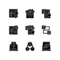 Web analytics black glyph icons set on white space