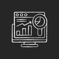 Web analytics chalk white icon on black background