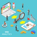 Web analytics flat isometric vector concept. Royalty Free Stock Photo