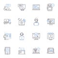 Web analytics line icons collection. Metrics, Traffic, Conversions, User, Behavior , Engagement, Funnel vector and