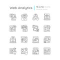 Web analytics linear icons set