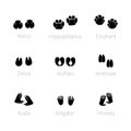 Animals footprints, paw prints. Royalty Free Stock Photo