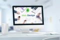 Web, app design studio concept with computer display and web design text Royalty Free Stock Photo