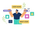 Web and app development, programmer engineering and coding website on augmented reality interface menu vector Royalty Free Stock Photo