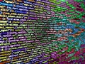 Web or application development, business and technology concept. Abstract source code background. Programming Javascript on laptop Royalty Free Stock Photo