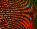 Web or application development, business and technology concept. PC software creation business. Database bits access stream Royalty Free Stock Photo