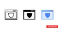 Web application firewall icon of 3 types color, black and white, outline. Isolated vector sign symbol