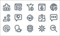 Web apps seo line icons. linear set. quality vector line set such as search option, location, user, hot, multi line, location,