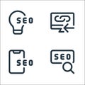 Web apps seo line icons. linear set. quality vector line set such as search, smartphone, desktop