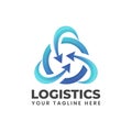 arrow rounded to circle. blue abstract modern shape can use for logistics company logo