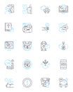 Web assistance linear icons set. Support, Assistance, Helpdesk, Guidance, Troubleshooting, Expertise, Advice line vector