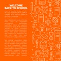 Back to school banner with outline icons of school supplies Royalty Free Stock Photo