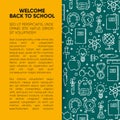 Back to school banner with outline icons of school supplies. Royalty Free Stock Photo