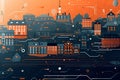 web background with orange European style buildings generative ai