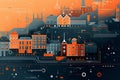 web background with orange European style buildings generative ai