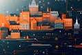 web background with orange European style buildings generative ai