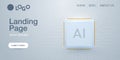 Web banner AI chip on circuit board. Technology background. CPU processor on tech bg. Computer microchip on motherboard. Royalty Free Stock Photo