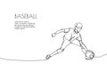 Web banner with baseball player, pitcher, catcher one line art. Continuous line drawing of promotion poster sport, team Royalty Free Stock Photo