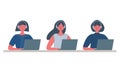 Web banner of call center workers. People icons. Royalty Free Stock Photo