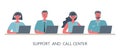 Web banner of call center workers. Support service Royalty Free Stock Photo