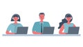 Web banner of call center workers. People icons Royalty Free Stock Photo