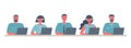 Web banner of call center workers. People icons Royalty Free Stock Photo