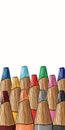 Web banner with Colored pencils laying in row and empty space for text