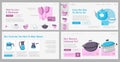 Web banner design set with dishware purchase Royalty Free Stock Photo