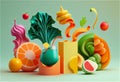 Web banner fruit and vegetable still life