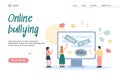 Web banner with haters group engage of cyberbullying, harassment, online abuse