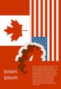 Web Banner, Header Layout Template. Politic, economic relationship between USA and Canada