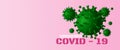 Web banner header panoramic-coronavirus COVID 19 virus on pastel isolated pink background,3D rendering illustration design,medical Royalty Free Stock Photo